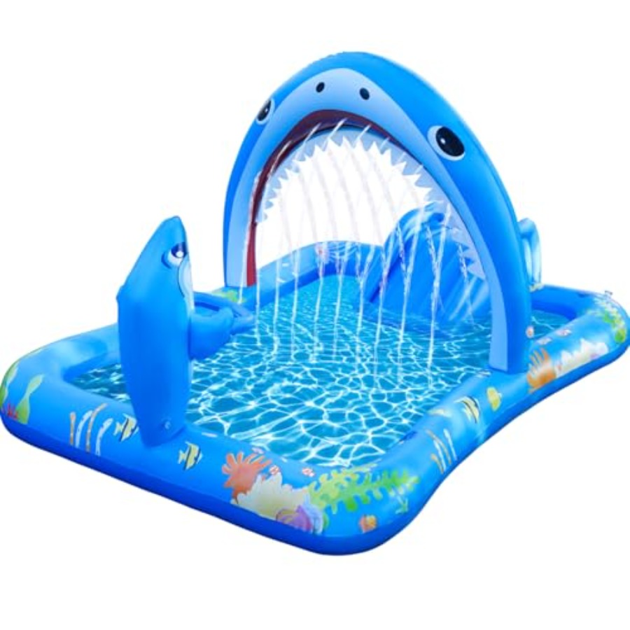 Water Slide Inflatable - Backyard inflatable kiddie pool with water