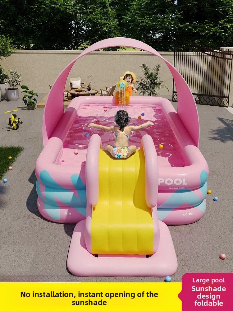 Inflatable Pool With Sunshade  - đánh giá và giá Water Slide Inflatable