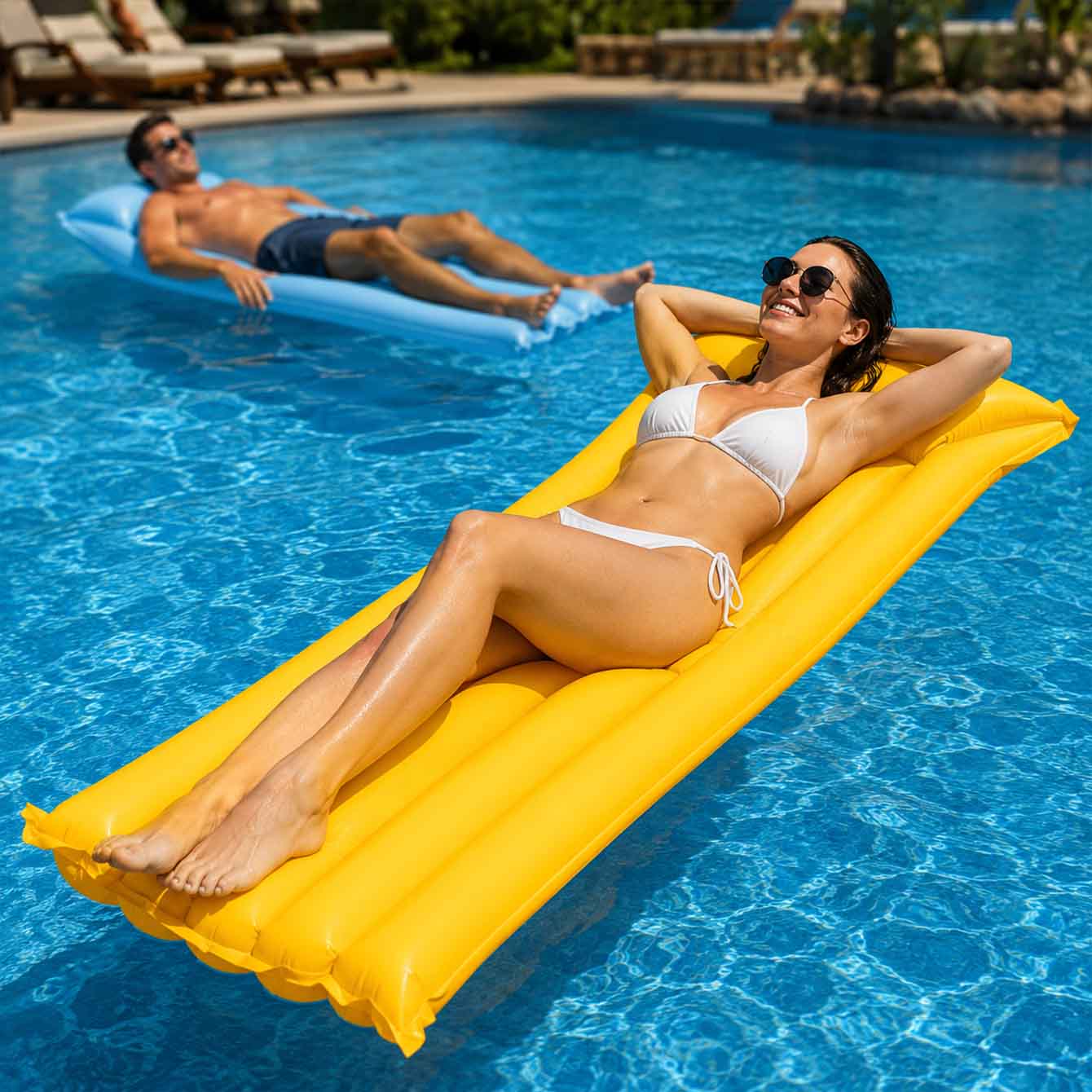 1PC Pool Float Bed Inflatable  - đánh giá và giá Pool Lounger Inflatable