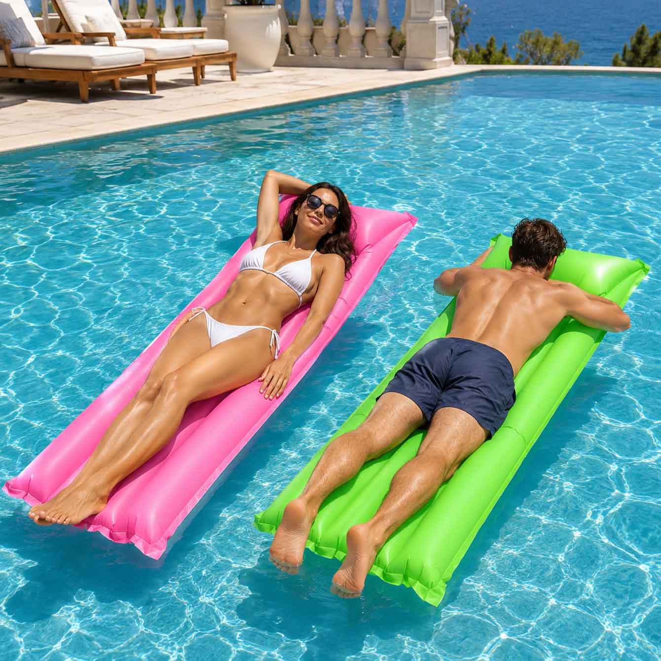 1PC Pool Float Bed Inflatable  - đánh giá và giá Pool Lounger Inflatable